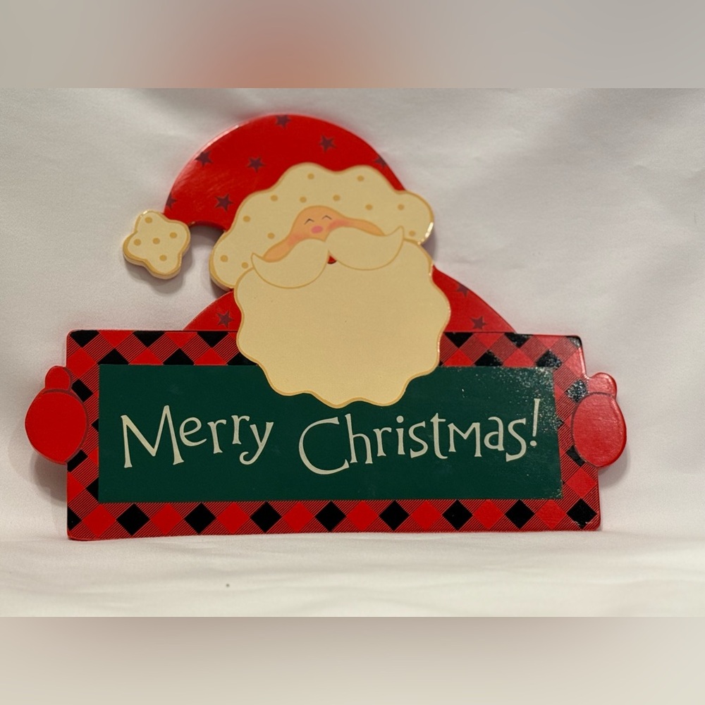 Hallmark Red and Green Santa Holiday Decor Sign
